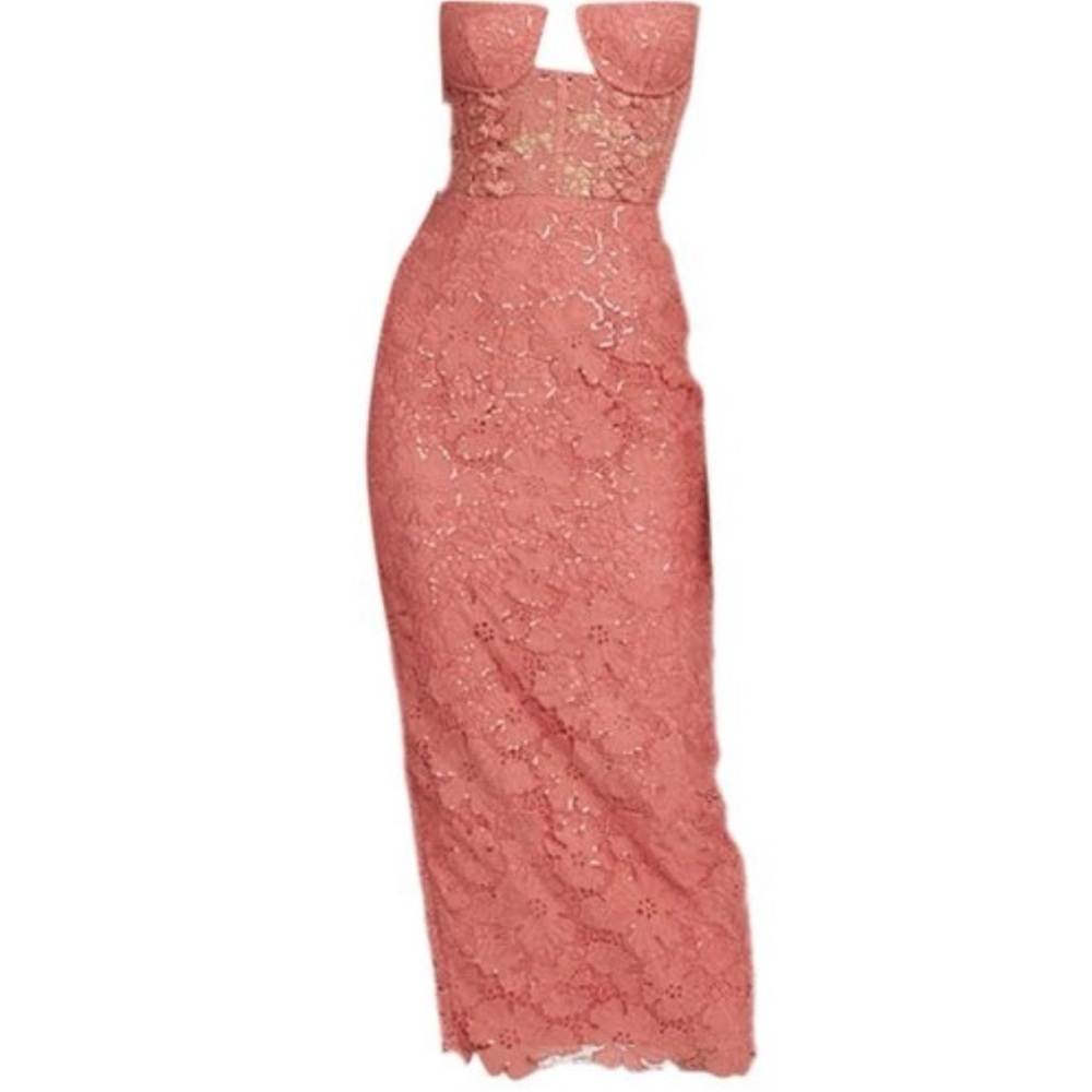 Elegant Coral Lace Dress